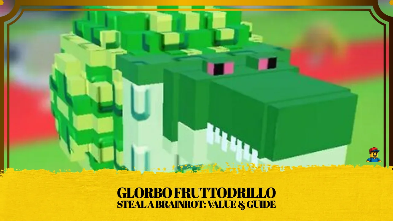 Glorbo Fruttodrillo, the alligator-watermelon Legendary brainrot, on the conveyor belt in Steal a Brainrot