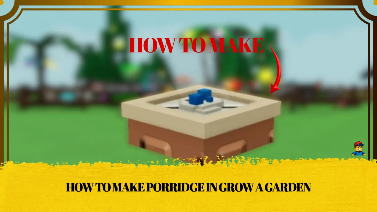 Player crafting porridge at a level 2 cooking station in Grow a Garden