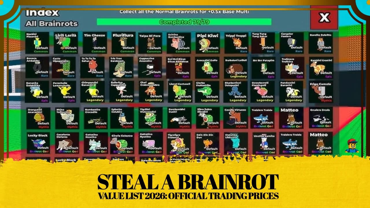 Steal a Brainrot item value list 2026 spreadsheet