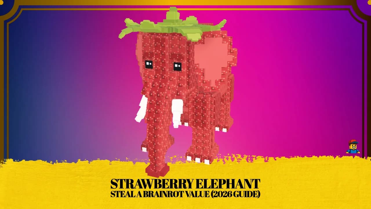 Strawberry Elephant OG-tier brainrot on the red-carpet conveyor in Steal a Brainrot